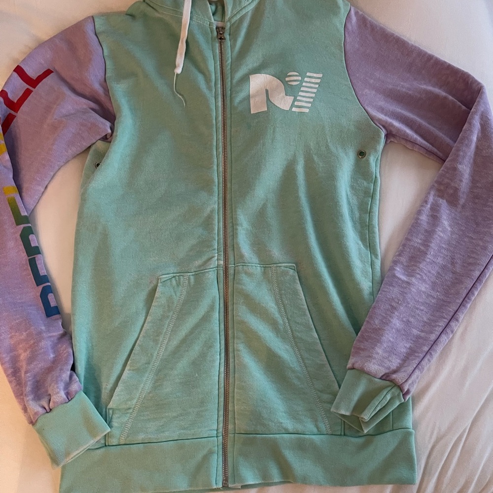 Rebel yell colour block zip hoodie XS